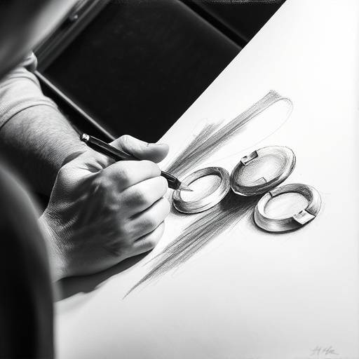 A close-up shot of hands working on a detailed charcoal drawing, with various shading techniques and a focused expression on the artist's face.