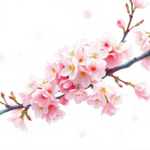 A watercolor painting of cherry blossoms in spring