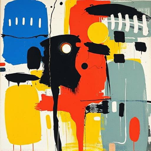 Example of Abstract Expressionism painting with bold colors and non-representational forms