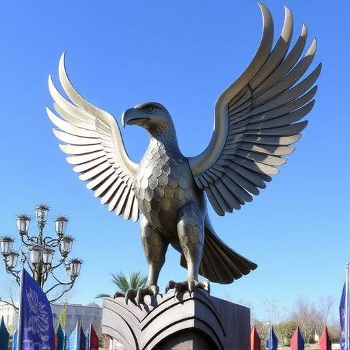 Marcus Johnson's metal sculpture of a soaring eagle