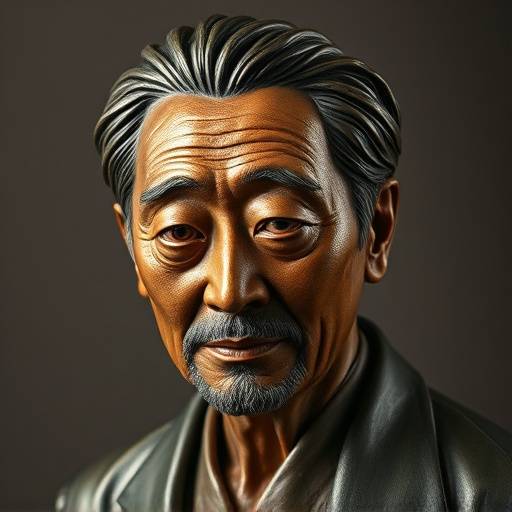 Portrait of Kenji Tanaka, a sculptor specializing in bronze